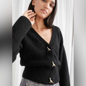 & Other Stories Dinosaur Cardigan in black and gold